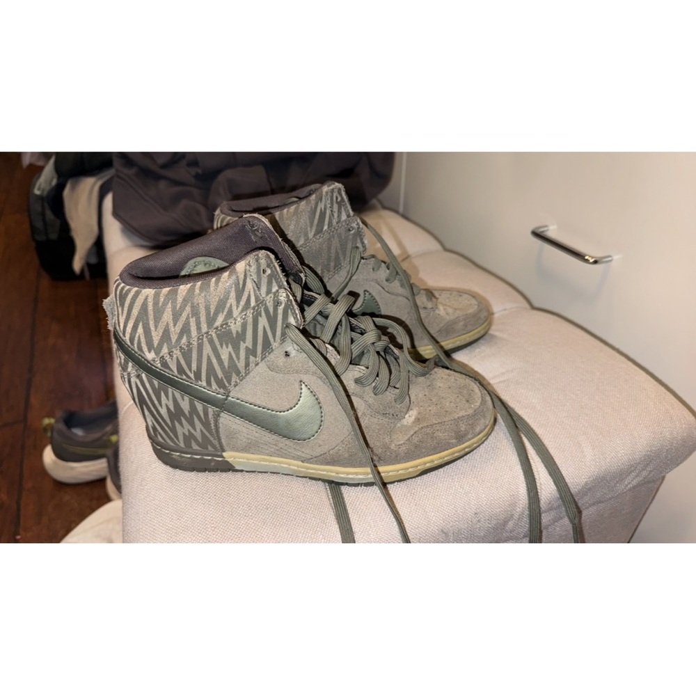 Nike High-Top Wedge Sneakers in Olive Green and Gray